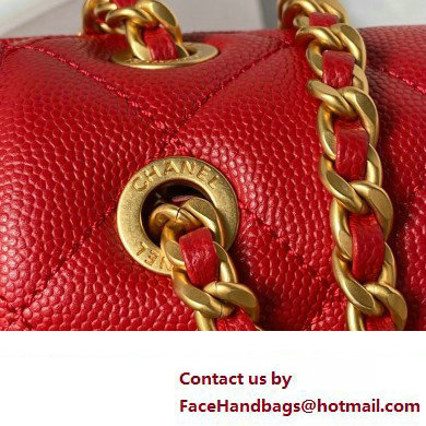 Chanel Grained Calfskin  &  Gold-Tone Metal Chain Backpack Bag AS4490 Red 2023